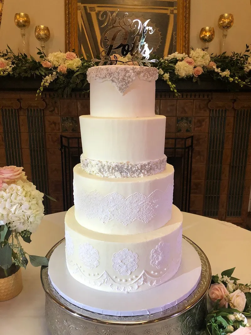 White Wedding Cake 4 Tiers