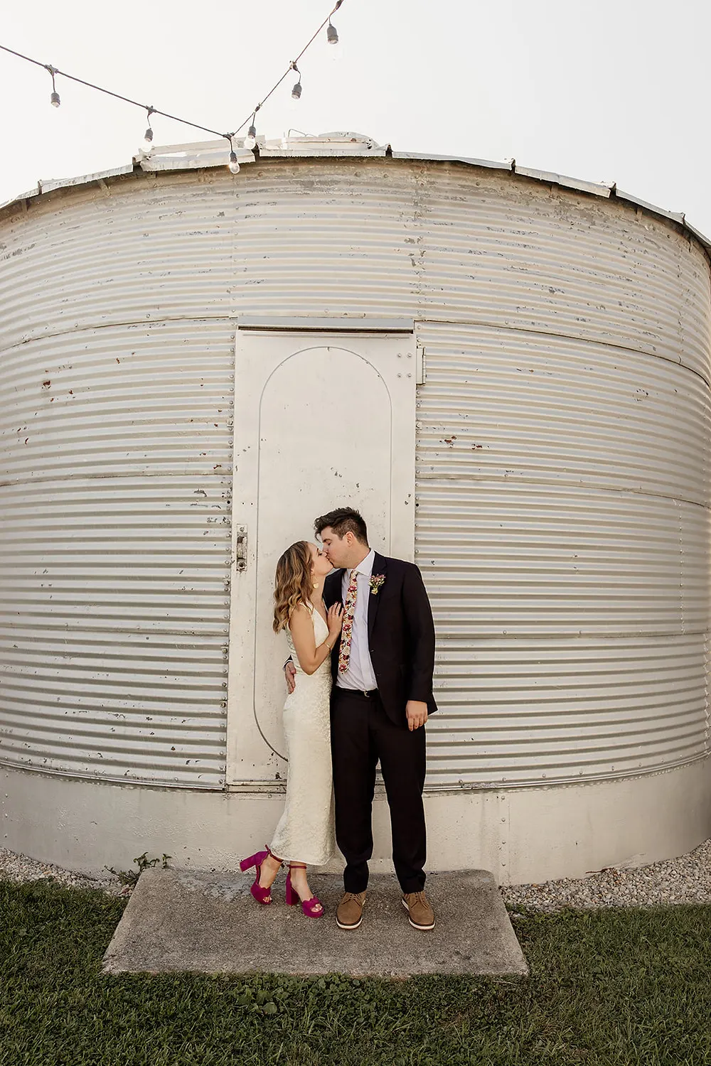 Bride and Groom in front of SIlos
