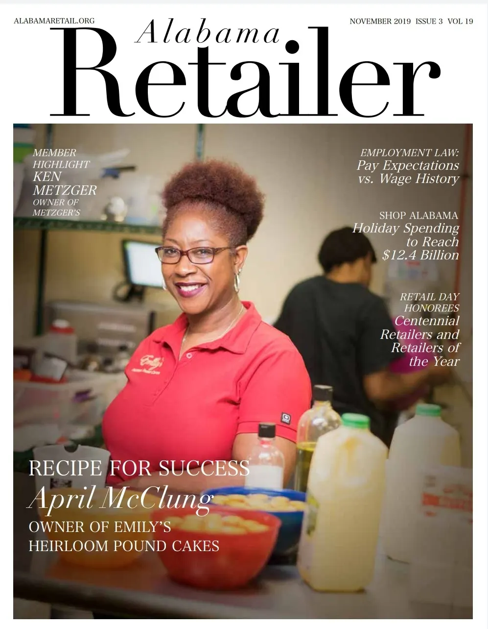 Photo of April featured on the cover of magazine, Alabama Retailer