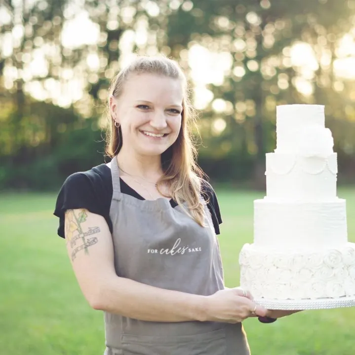 Holding 4 Tier Wedding Cake