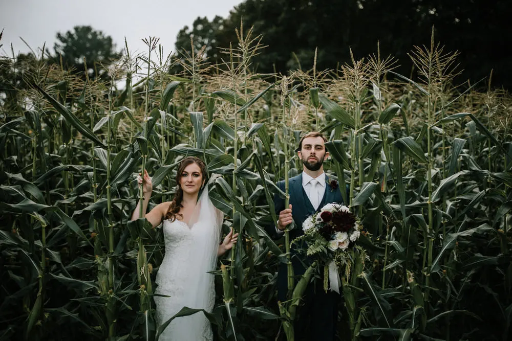 Newlyweds in Corn Field