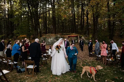 Newlyweds with Their Dog