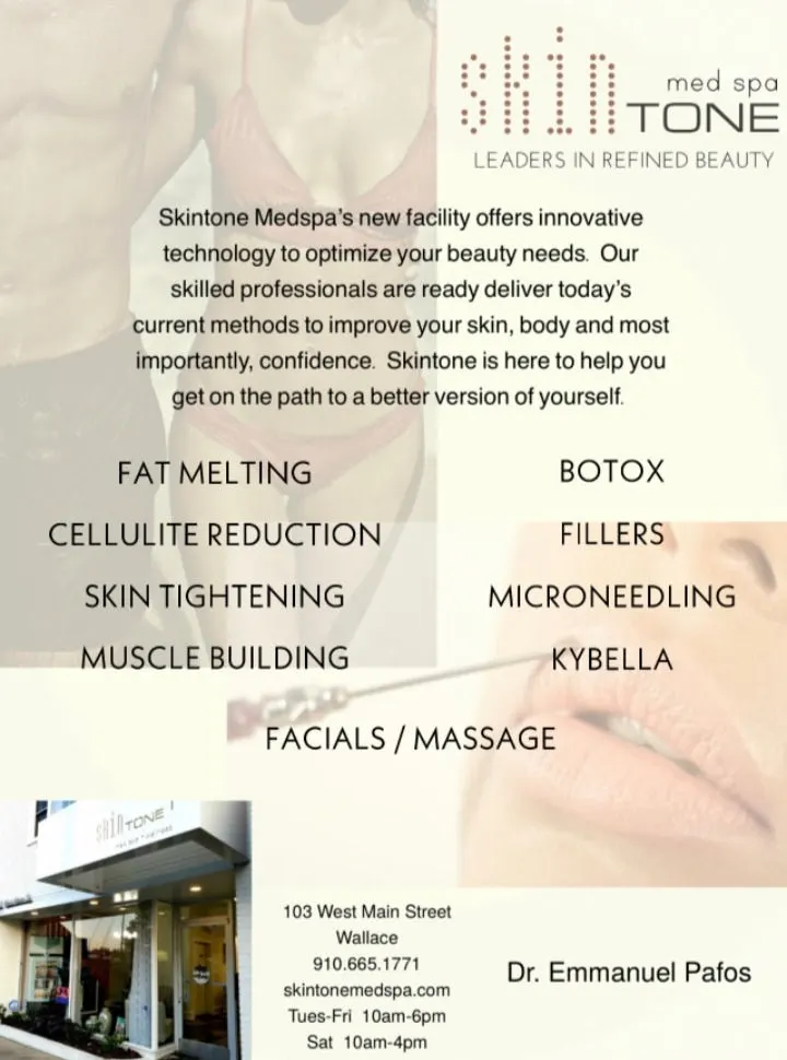 Skin Tone Med Spa Services Include Fat Melting, Botox, Fillers, Cellulite Reduction, Microneedling, Kybella, Skin Tightening, Muscle Building, Facials, Massage and More