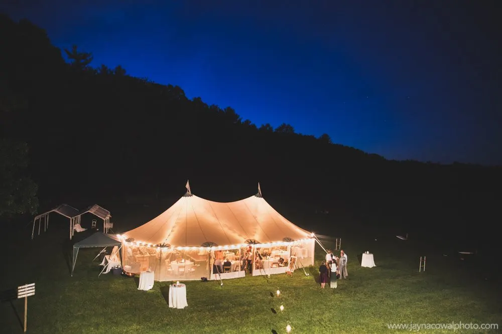 Wedding Tent Lit up at Night